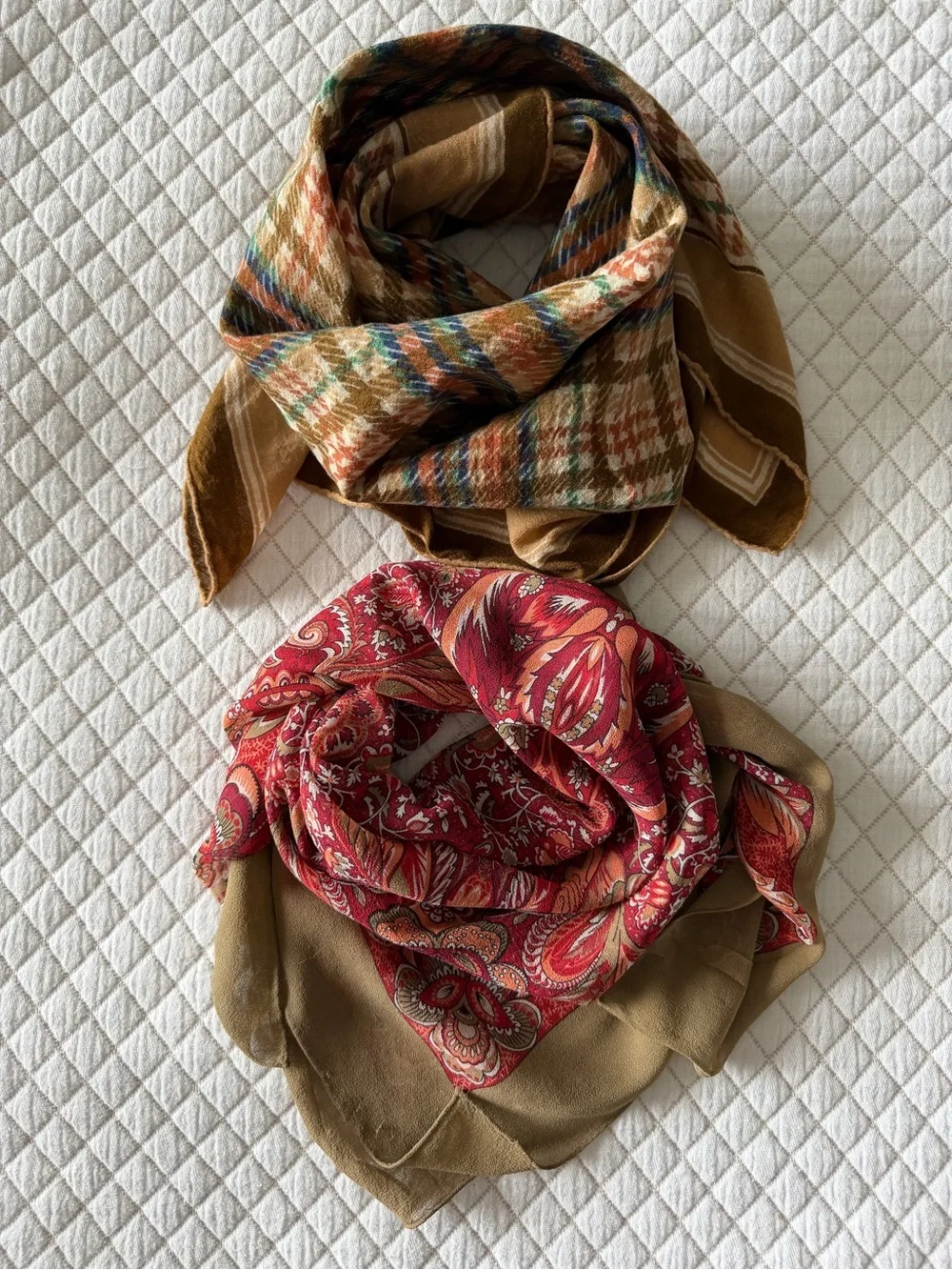 Fisba Stoffels Vintage Scarf Set of 2 Square Scarves Swiss Designer